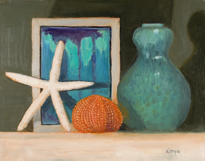 Green Vase with Starfish and Sea Urchin